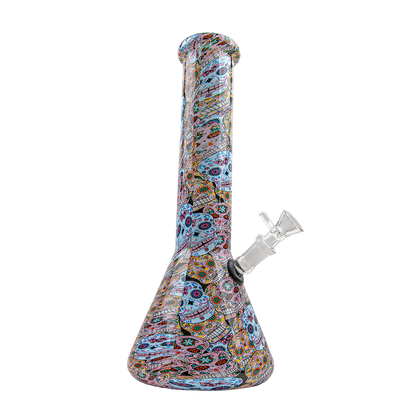 Sparkys 12 Inch Skull Design Glass Beaker Bong