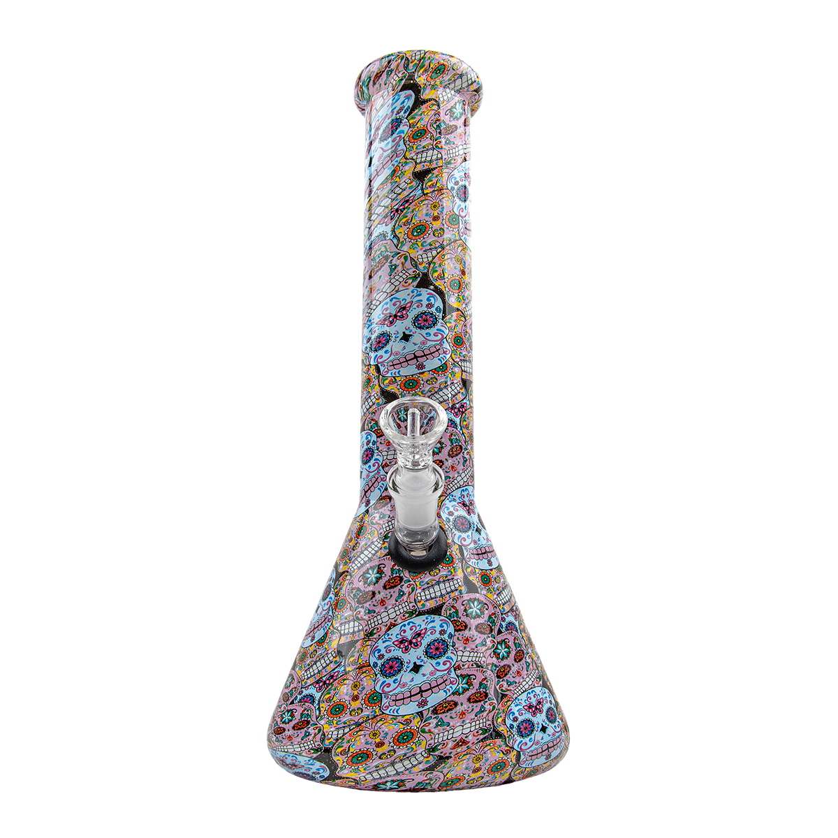 Sparkys 12 Inch Skull Design Glass Beaker Bong