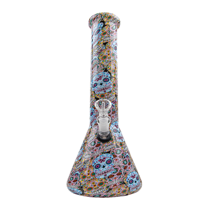 Sparkys 12 Inch Skull Design Glass Beaker Bong