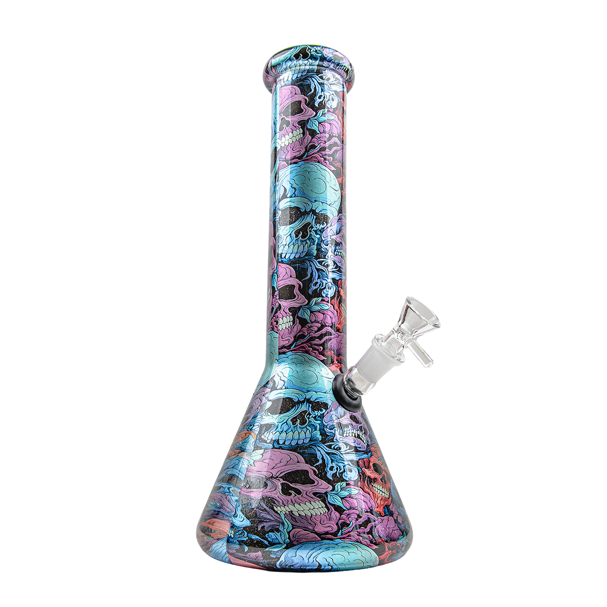 Sparkys 12 Inch Skull Design Glass Beaker Bong