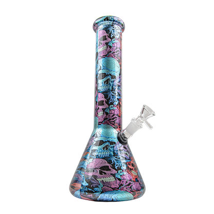 Sparkys 12 Inch Skull Design Glass Beaker Bong