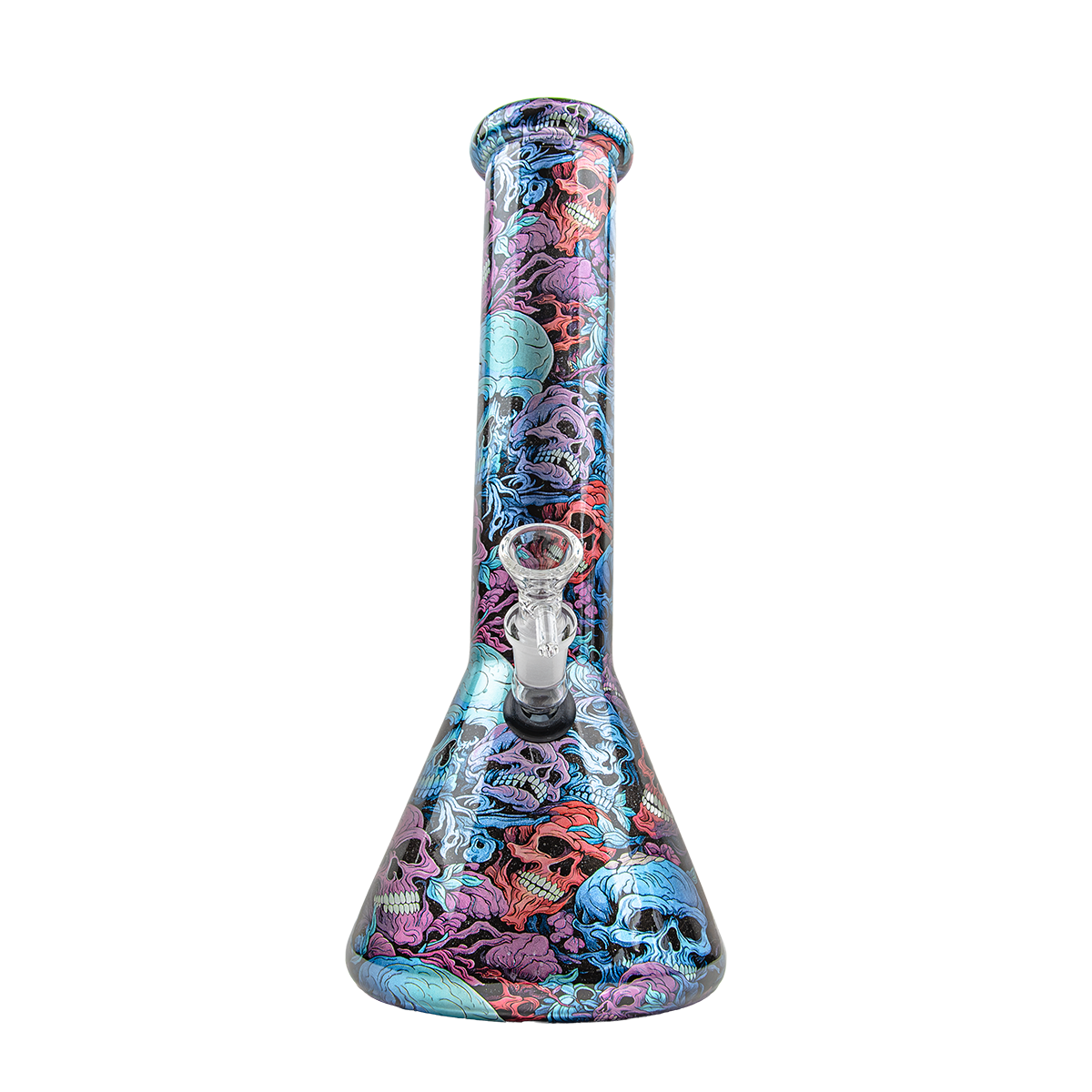 Sparkys 12 Inch Skull Design Glass Beaker Bong