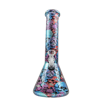 Sparkys 12 Inch Skull Design Glass Beaker Bong