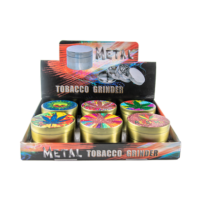 Sparkys Large 4 Piece Metal Grinders - Glitter Leaf (6 Pack)