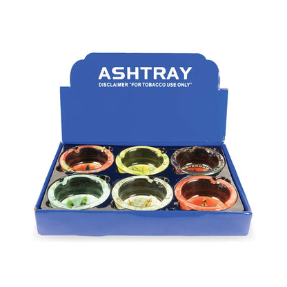 Sparkys Glass Ashtrays: Round - Leaf Designs (6 Pack)