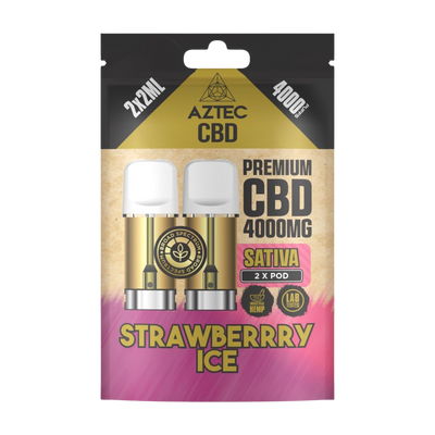 Aztec CBD Premium CBD Pods 4000mg 2x2ml - Strawberry Ice