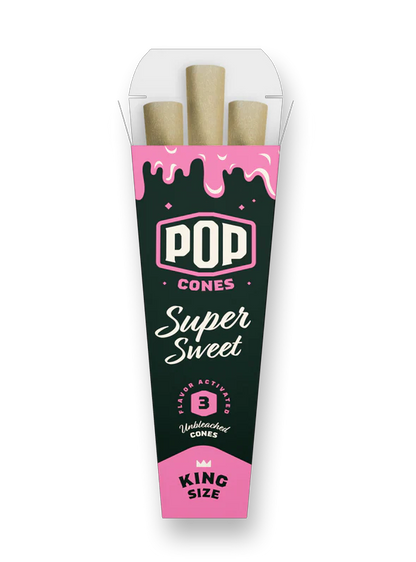 POP King Size Unbleached Pre Rolled Cones - Super Sweet (Full Box)