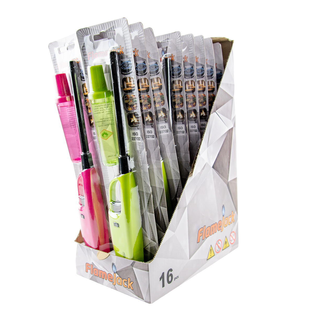 Flamejack Long Stem Lighters Incl Refill (16 Pack)