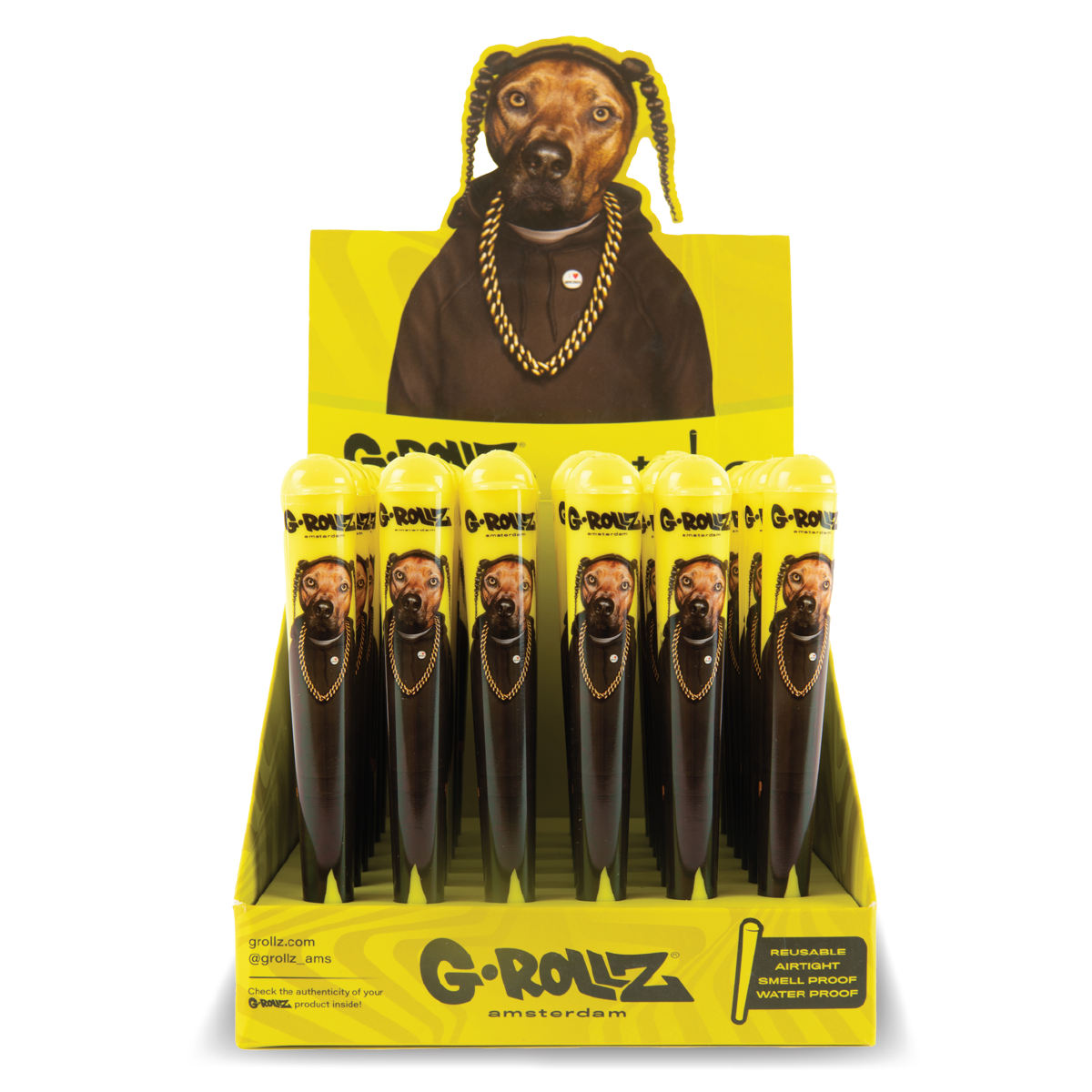 G Dog Rapper G-Rollz Yellow Rap Dog Cone Holders Wholesale | 36 Pack Bulk Buy ...