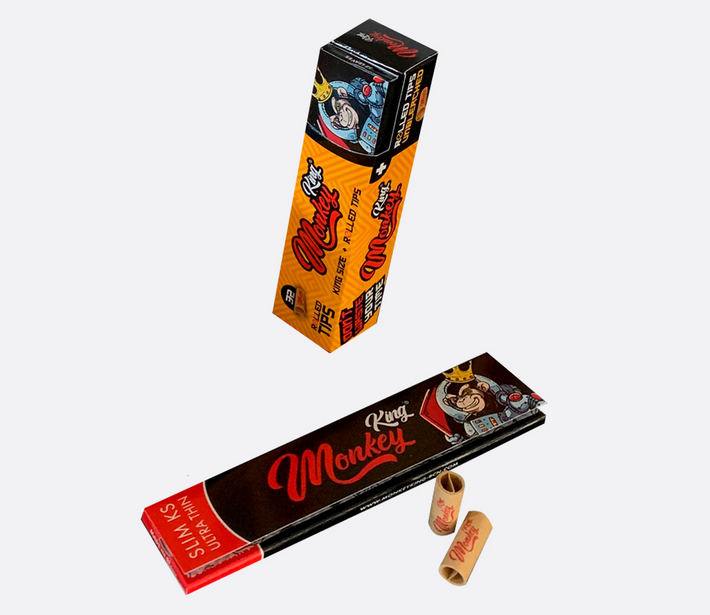 Monkey King Unbleached King Size Rolling Papers & Tips (12pcs)