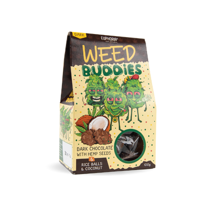 Euphoria Weed Buddies Rice Balls: Dark Chocolate with Hemp Seeds & Coconut (Single Piece)