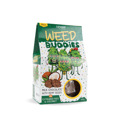 Euphoria Weed Buddies Rice Balls: Milk Chocolate with Hemp Seeds & Coconut (Single Piece)
