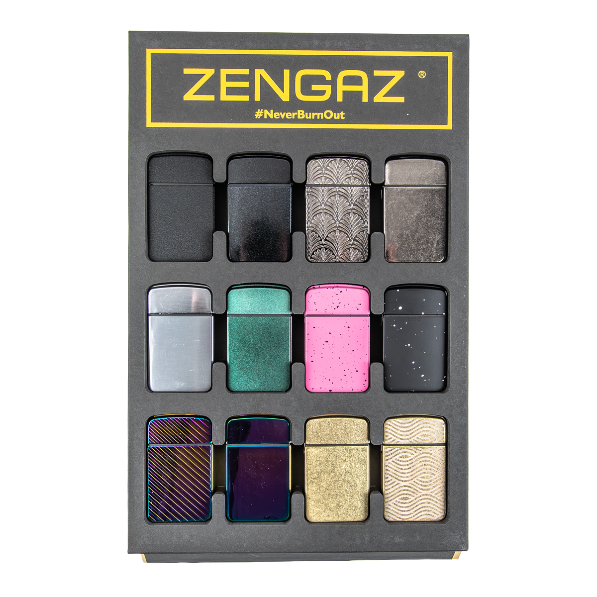 Zengaz ZL-12 Royalty Booklet Mixed Design Lighters (12 Pack)