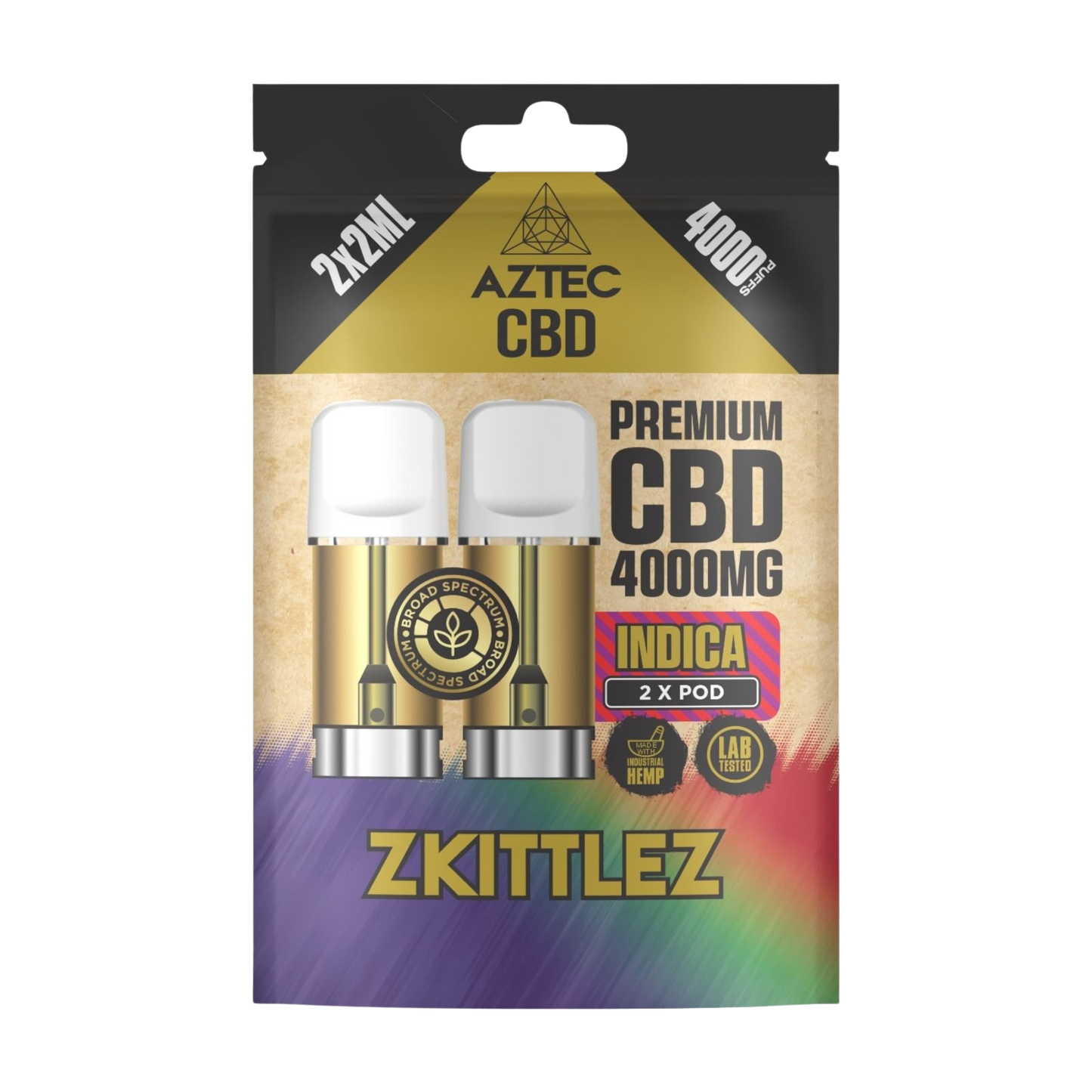 Aztec CBD Premium CBD Pods 4000mg 2x2ml - Zkittlez