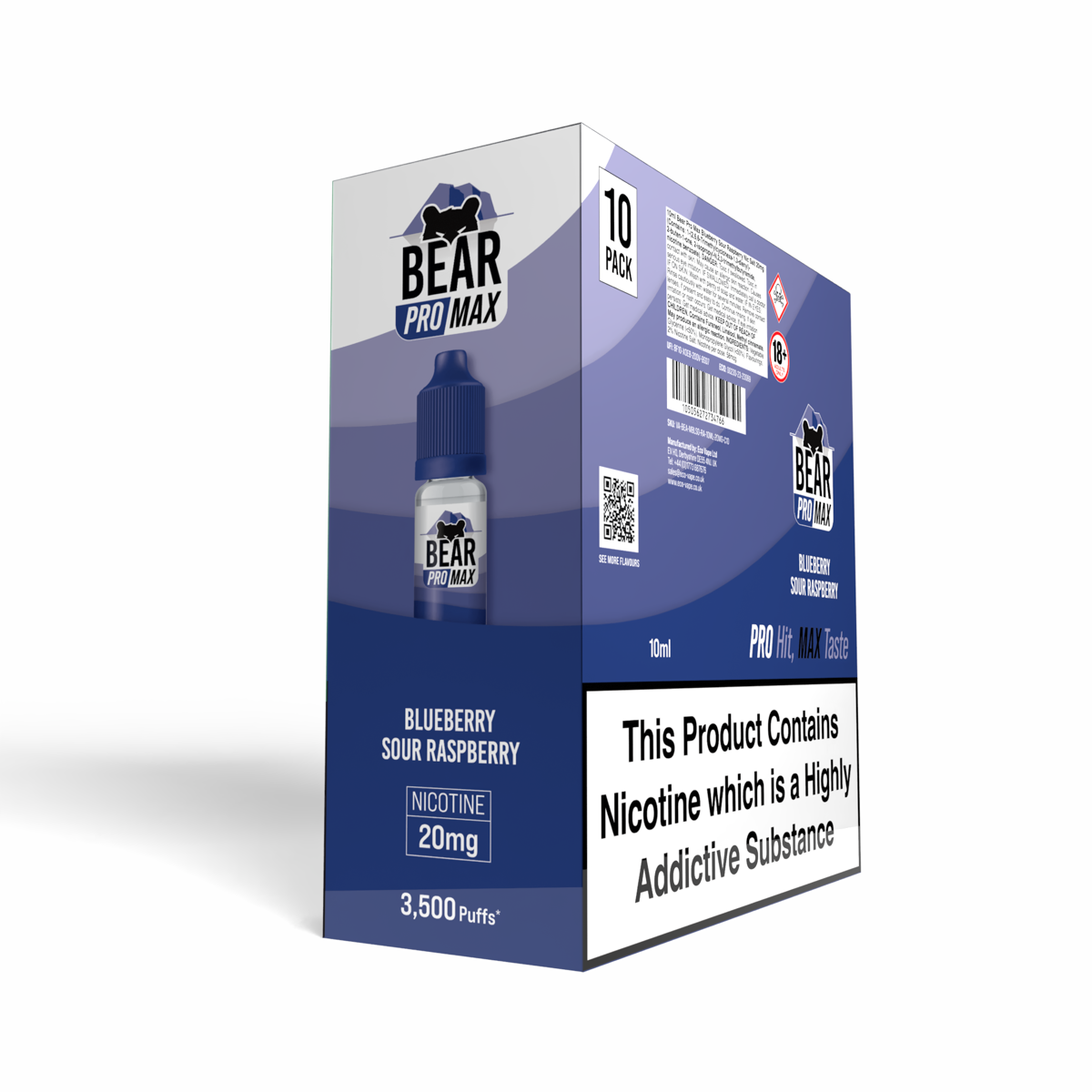 BEAR Pro MAX Salts: Blueberry Sour Raspberry - 10mg (10 Pack)