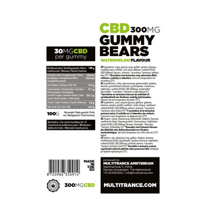Multitrance CBD Gummy Bears: Watermelon - 300mg