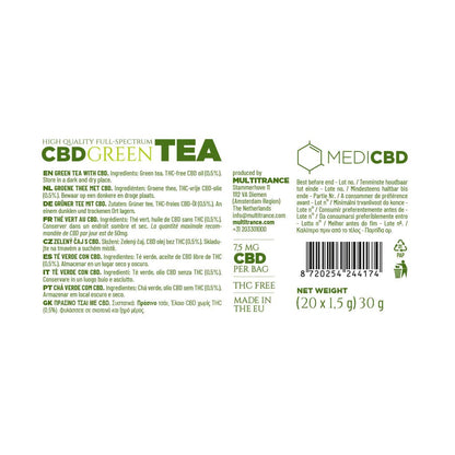 MediCBD CBD Tea Pyramid Bags: Green Tea - 150mg (20 Pack)