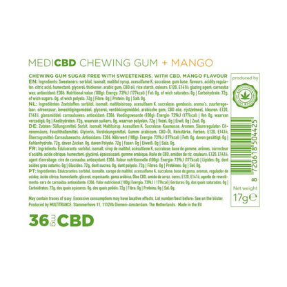 MediCBD CBD Chewing Gum: Mango - 36mg (24 Pack)