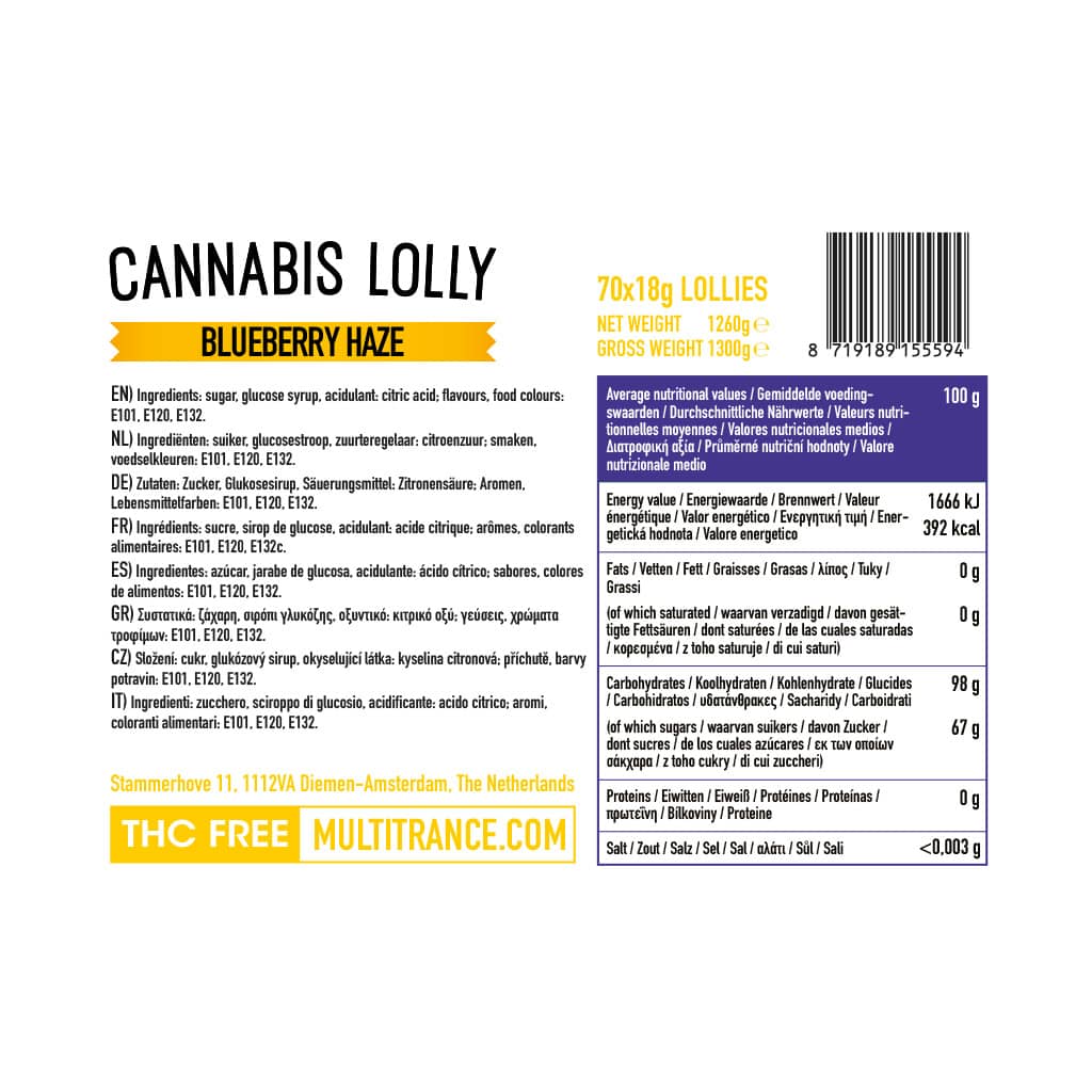 Multitrance Haze Lollipops - Blueberry Haze (70 pcs)