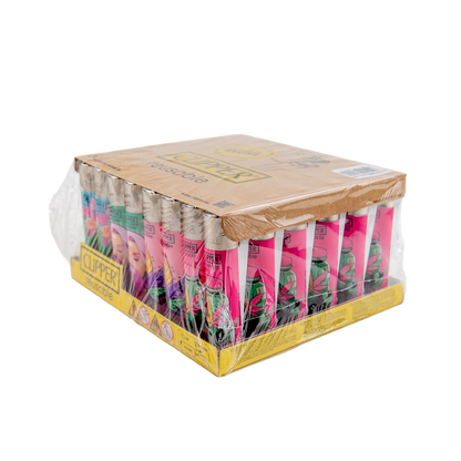 Packaged product with clear plastic wrap on a white background