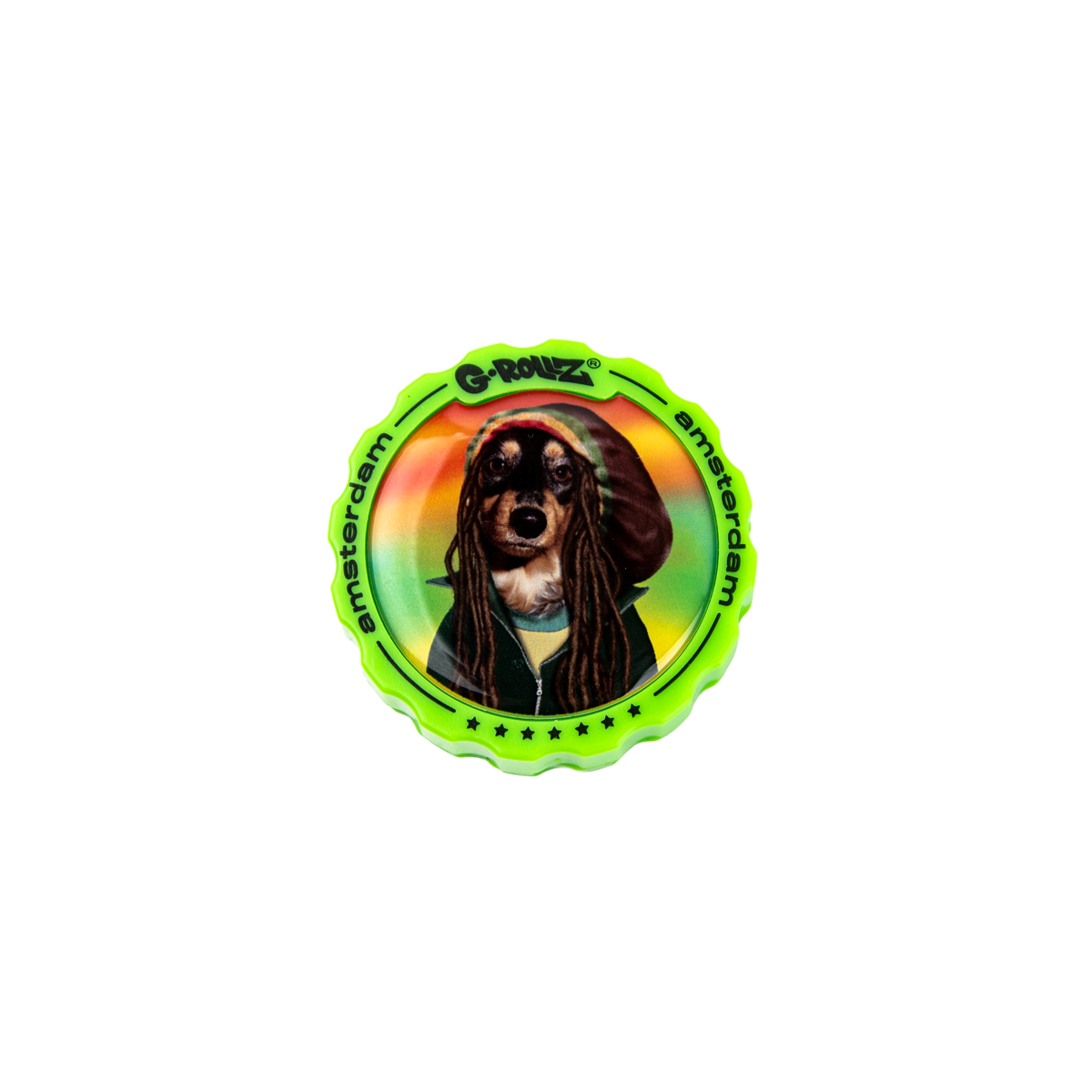 G-Rollz Rasta Dog 3 Part Grinders - (18 Pack)