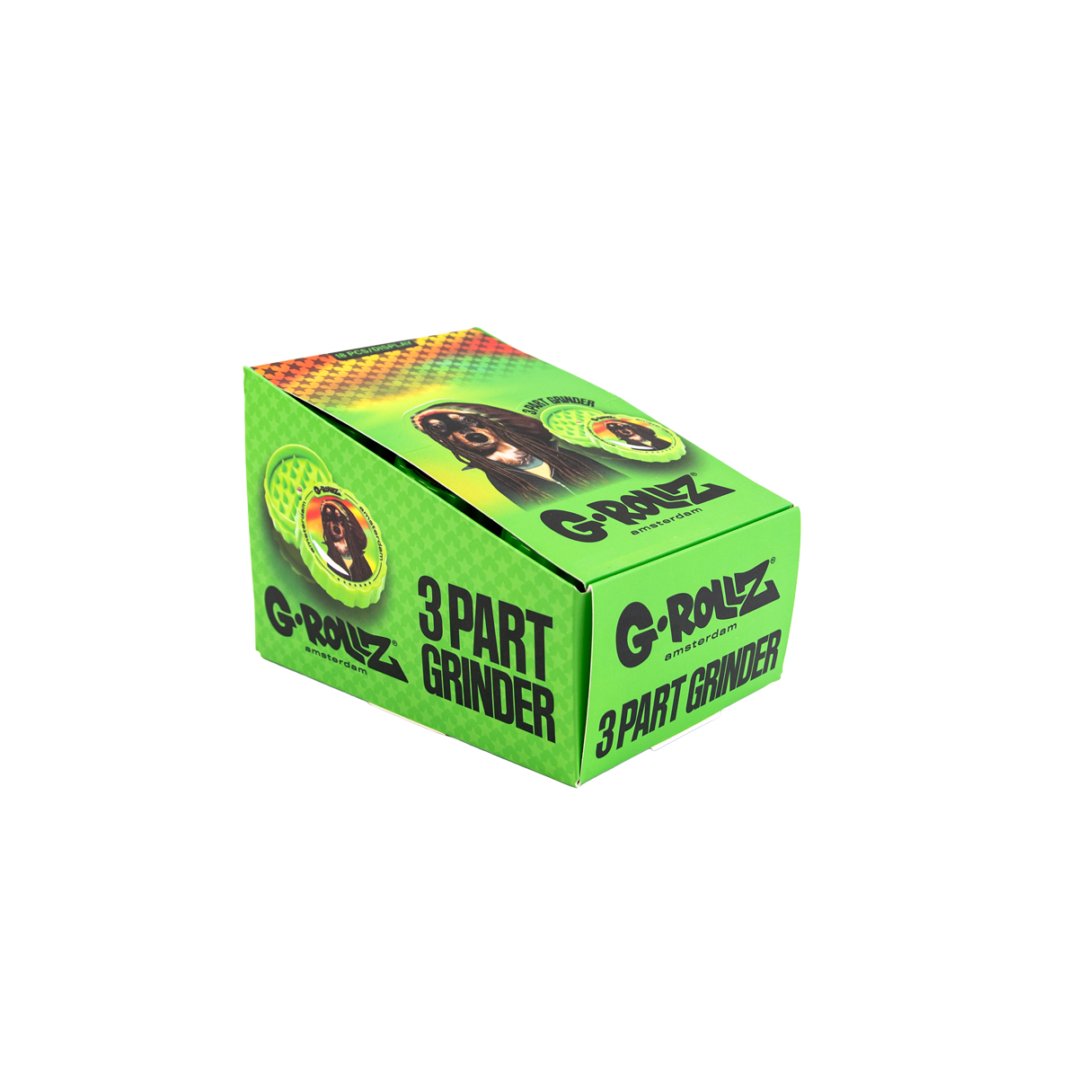 G-Rollz Rasta Dog 3 Part Grinders - (18 Pack)