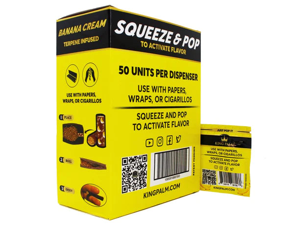 King Palm Flavoured Squeeze & Pop Tips - Banana Cream (50pcs)