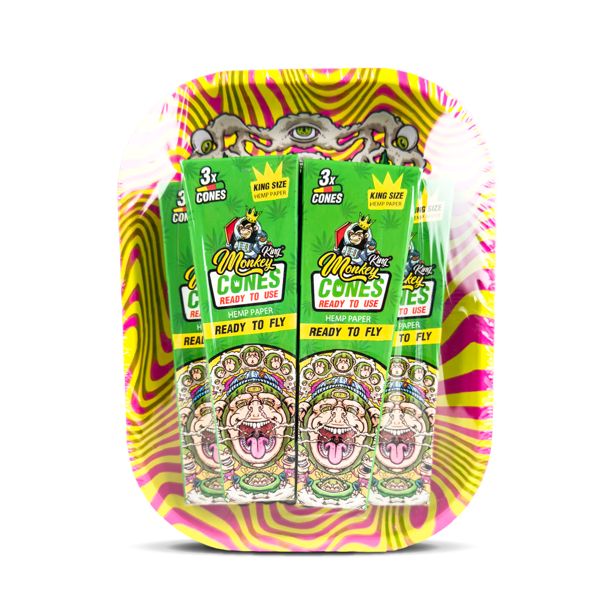 Monkey King Rolling Tray Box + Hemp Cones: Hypnotic