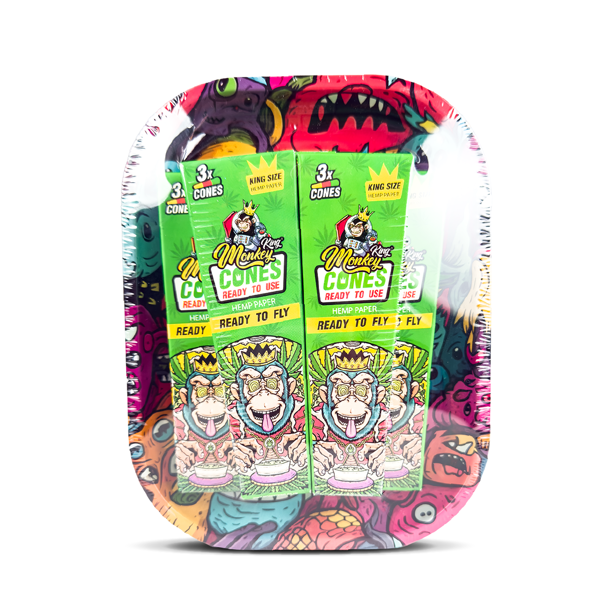 Monkey King Rolling Tray Box + Hemp Cones: Monsters