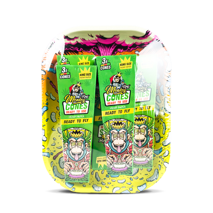 Monkey King Rolling Tray Box + Hemp Cones: Skulls (Single Piece)