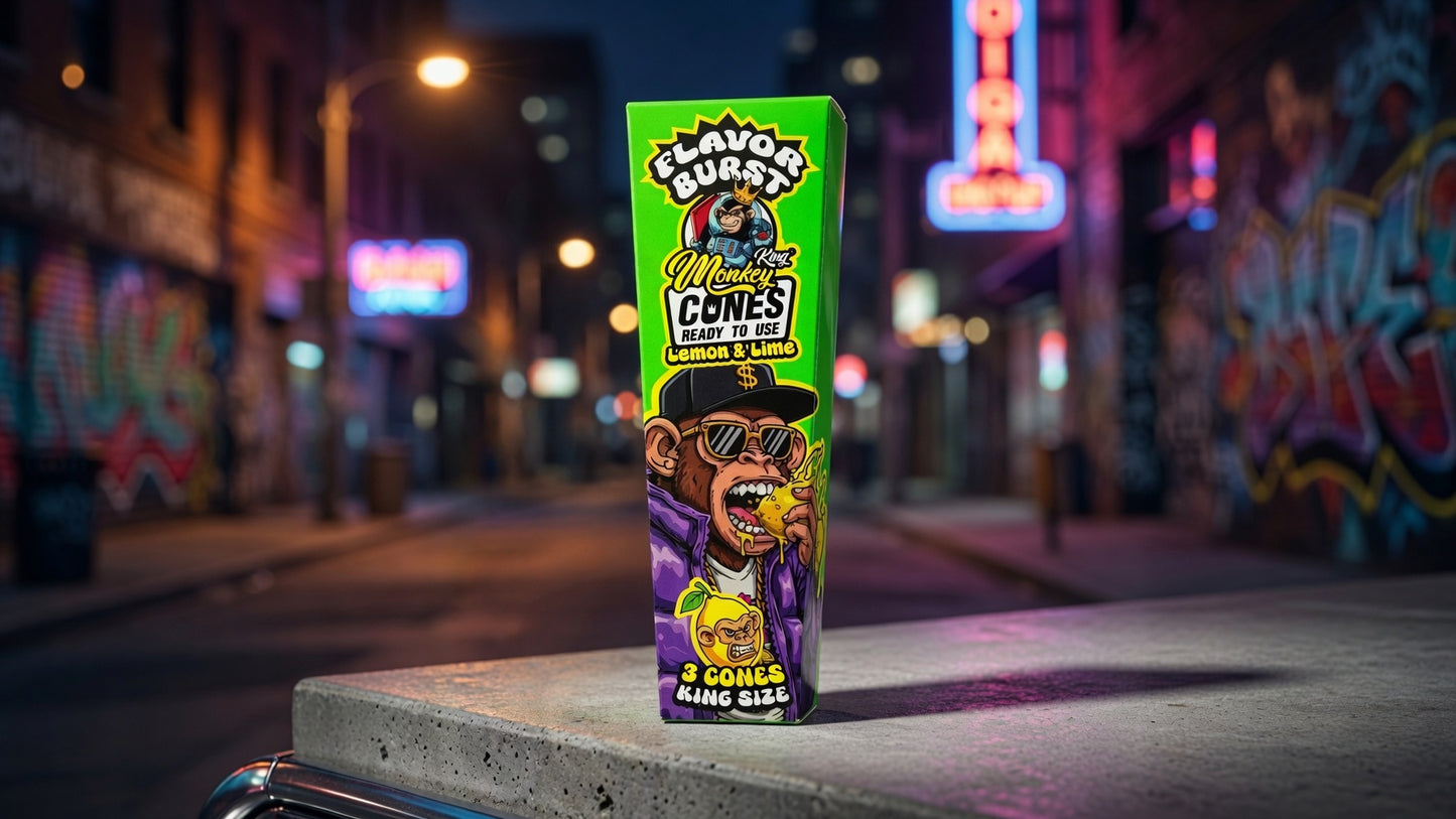 Monkey King: King Size Flavor Burst Cones (24 Pack) - Lemon Lime