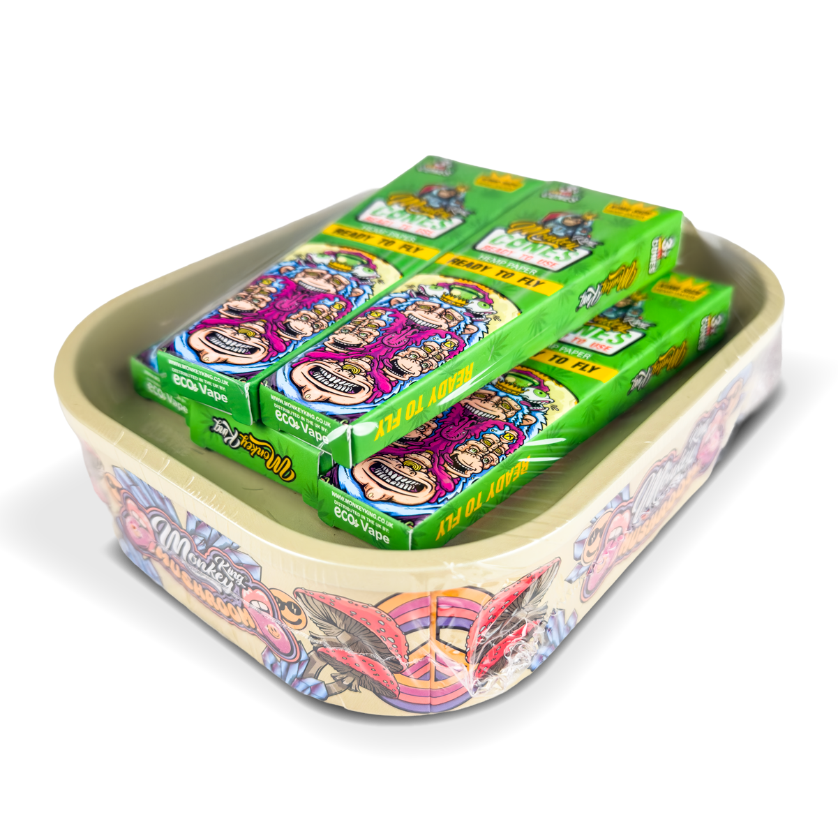 Monkey King Rolling Tray Box + Hemp Cones: Mushrooms