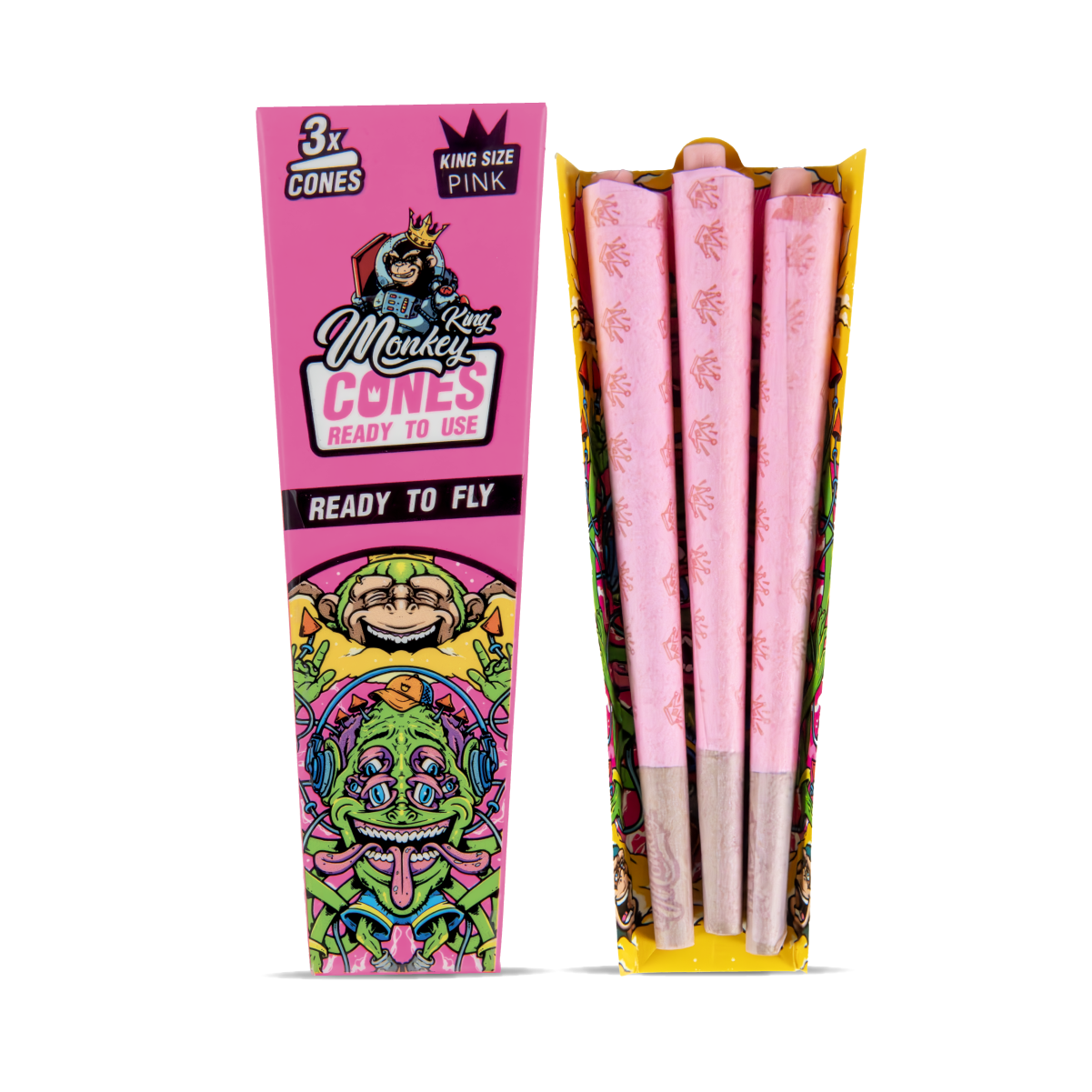 Monkey King Pre-Rolled Cones 3 Pack - Pink (18 pcs)