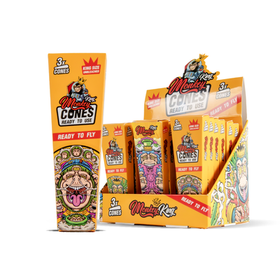 Monkey King Pre-Rolled Cones 3 Pack - Unbleached (18 pcs)