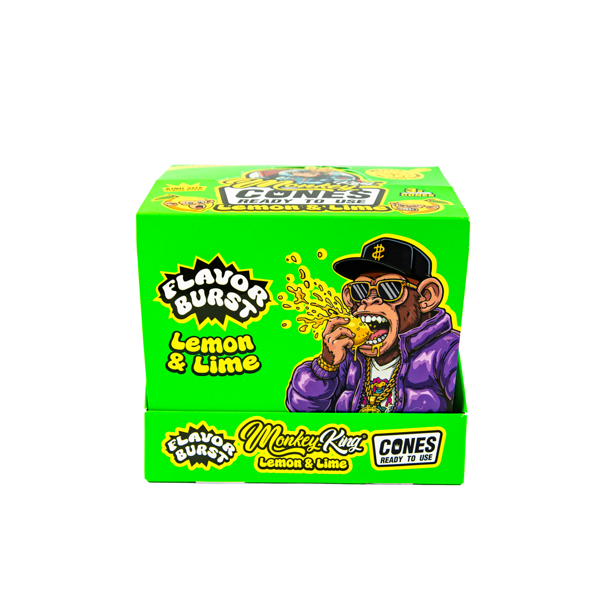Monkey King: King Size Flavor Burst Cones (24 Pack) - Lemon Lime