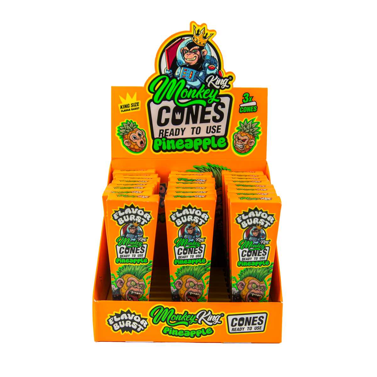 Monkey King: King Size Flavor Burst Cones (24 Pack) - Pineapple