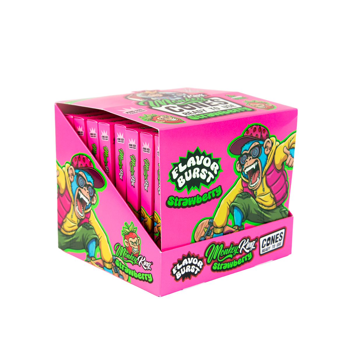Monkey King: King Size Flavor Burst Cones (24 Pack) - Strawberry