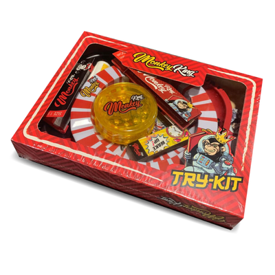 Monkey King Try Kit with Rolling Tray, Ashtray, Grinder, Papers, Tips and Lighter