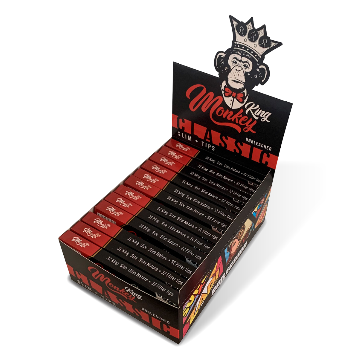 Monkey King Rolling Papers + Tip: KS Unbleached (24 Pack)