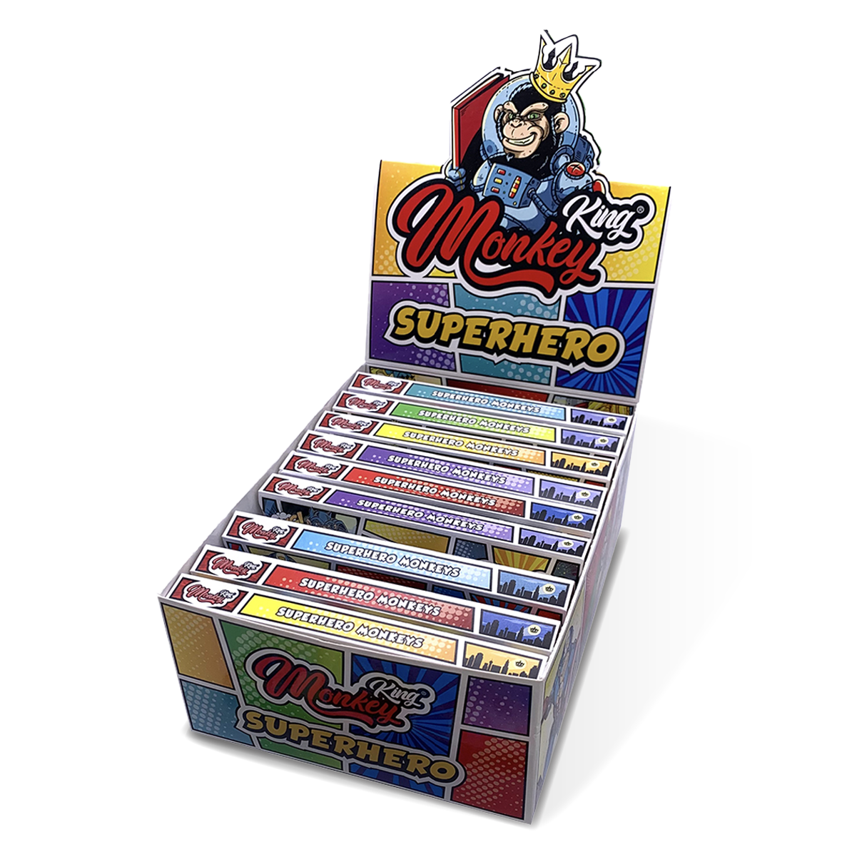 Monkey King Rolling Papers & Tips: Superhero Ed. Glow in the Dark - King Size (24 Pack)