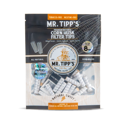 Mr Tipp's Corn Husk Filter Tips 8mm - Large (30pcs per Pack)