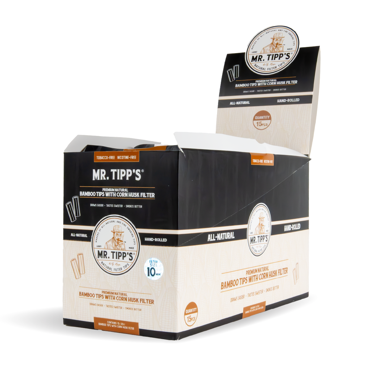 Mr Tipp's Bamboo Corn Husk Filter Tips 10mm - Large (30 Tips per Pack ...