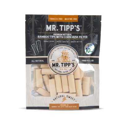 Mr Tipp's Bamboo Corn Husk Filter Tips 10mm - Large (30 Tips per Pack)