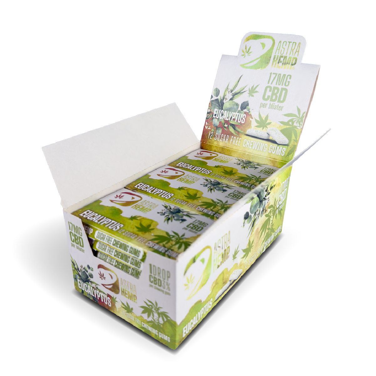 Astra Hemp Eucalyptus Chewing Gum 17mg Blister Packs (24 Pcs)