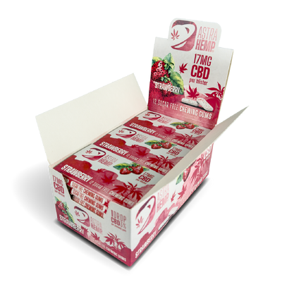 Astra Hemp Strawberry Chewing Gum 17mg Blister Packs (24 Pcs)