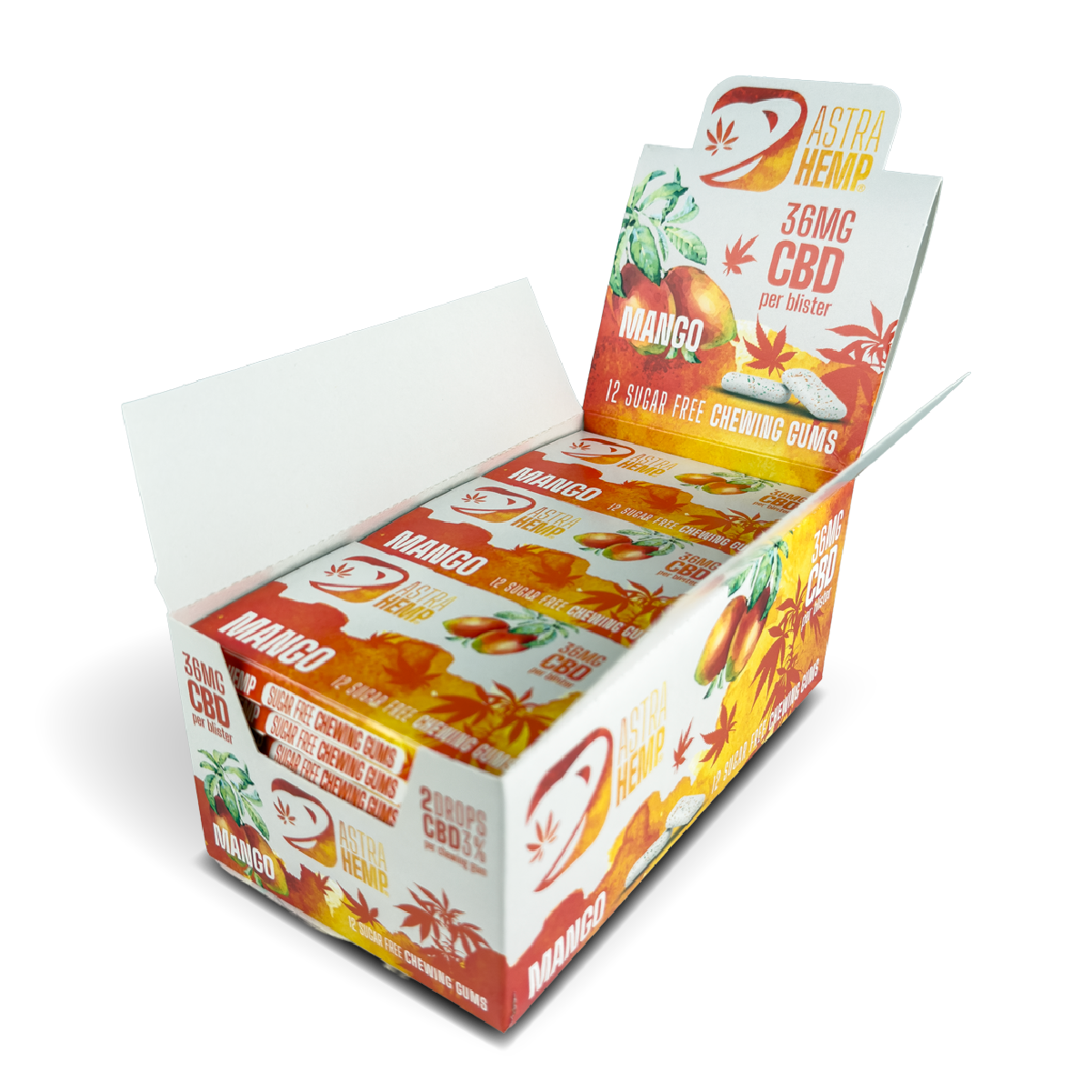 Astra Hemp Mango Chewing Gum 36mg Blister Packs (24 Pcs)