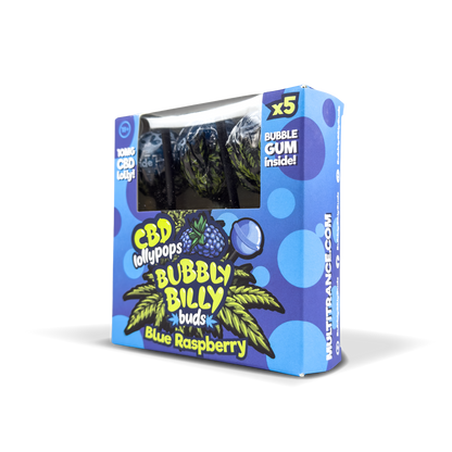 Multitrance Bubbly Billy Buds CBD Blue Raspberry Lollypops - Gift Box (5 pcs)