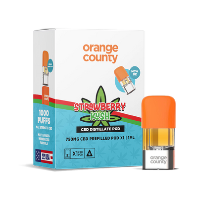 Orange County CBD Distillate Refill Pod 750mg: Strawberry Kush - 1ml (Single Piece)