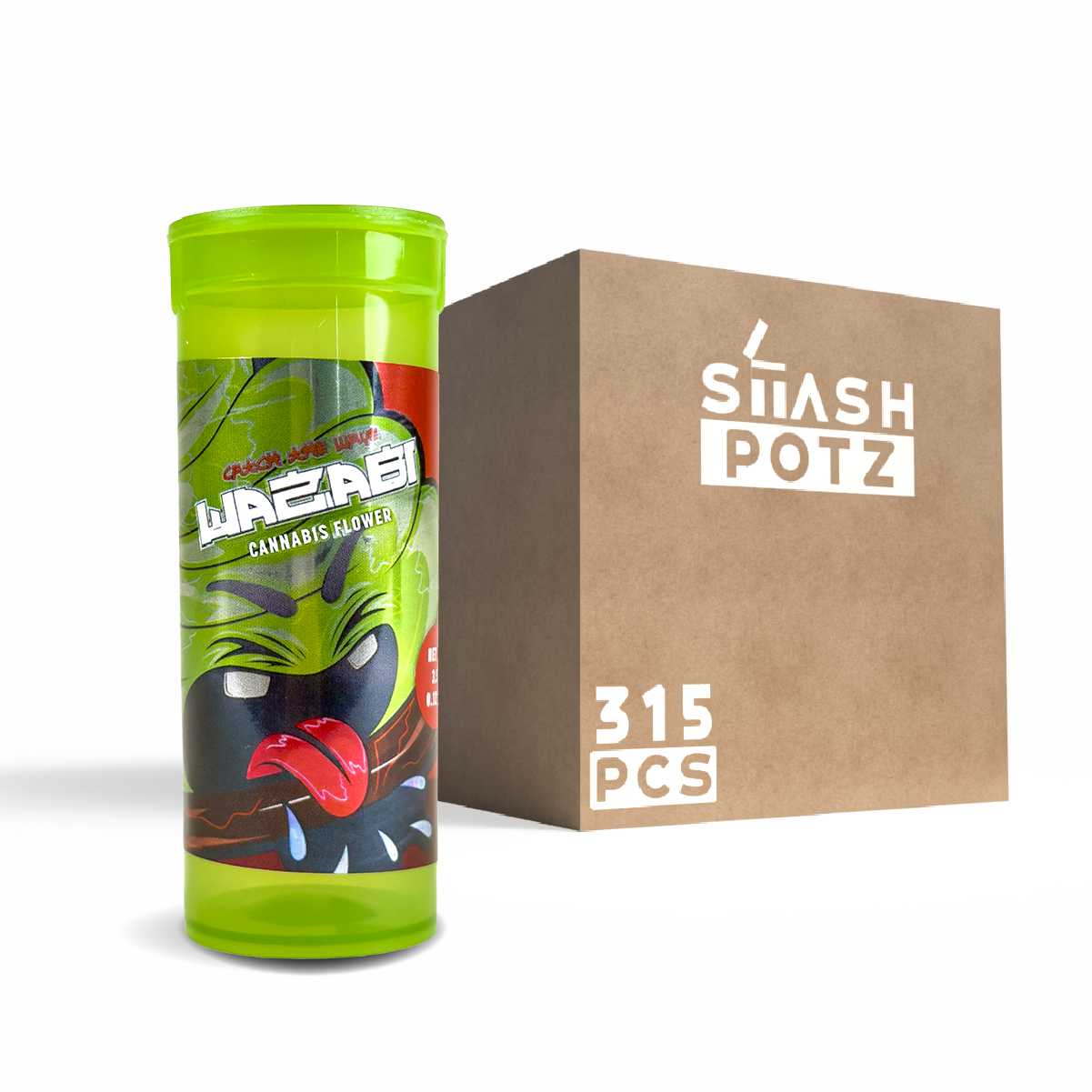 Stash Potz + Label Roll: Green Pot - Wazabi (315pcs Carton)