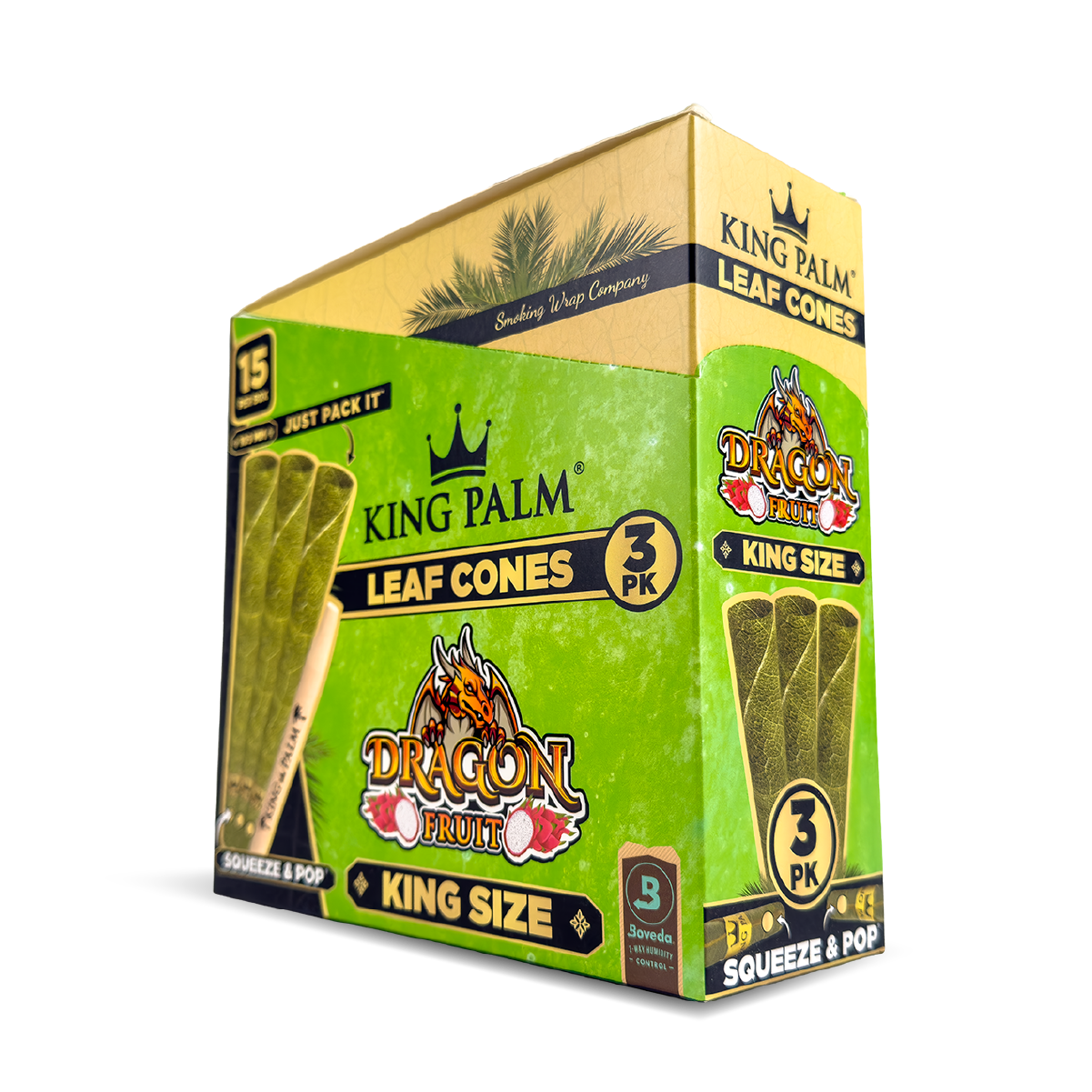 King Palm Leaf Cones King Size: Dragon Fruit - 3x Cones (15 Pack)